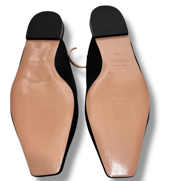 Piferi Black Satin Flats Pink Lining & Soles Embellishment Size 39 (US 8.5-9) - Picture 10 of 12